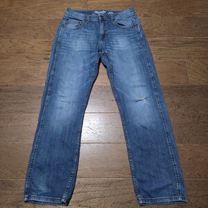 Wrangler Retro Jeans Mens 33x32 Medium Wash Slim Straight Western Cowboy Rodeo